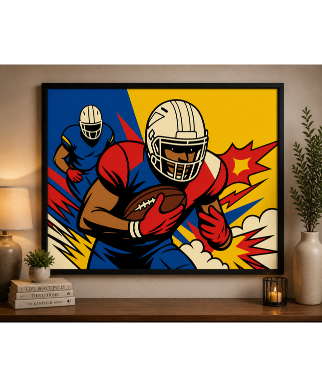 Football Action Pop Art – Framed Wall Art