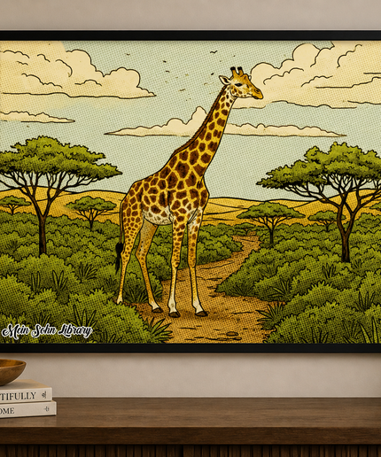 Safari Giraffe Landscape – Framed Wall Art