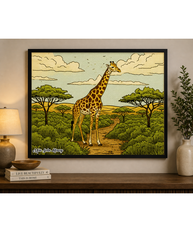 Safari Giraffe Landscape – Framed Wall Art