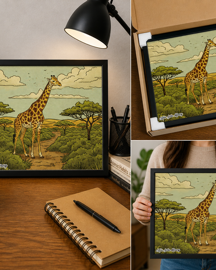 Safari Giraffe Landscape – Framed Wall Art