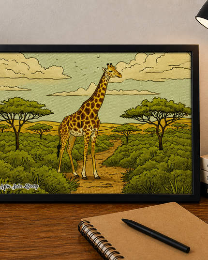 Safari Giraffe Landscape – Framed Wall Art