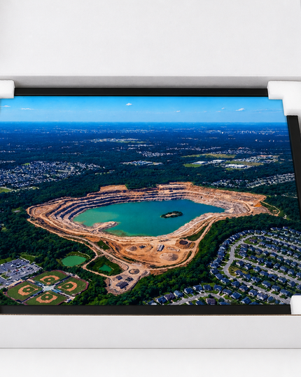 Aerial Quarry Lake View – Framed Wall Art