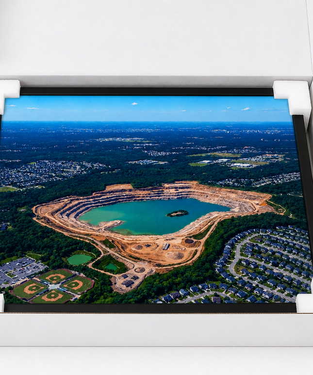 Aerial Quarry Lake View – Framed Wall Art