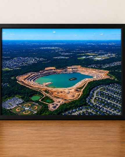 Aerial Quarry Lake View – Framed Wall Art