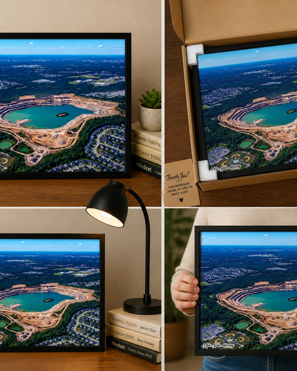 Aerial Quarry Lake View – Framed Wall Art