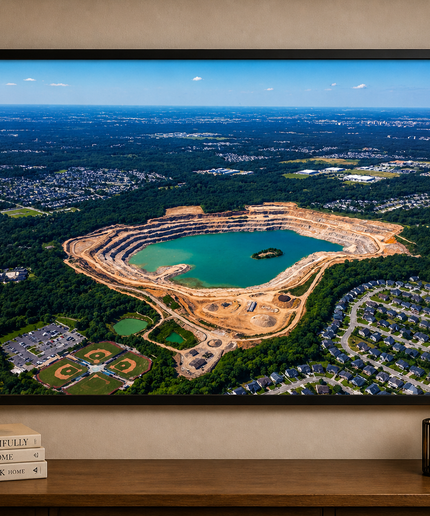 Aerial Quarry Lake View – Framed Wall Art