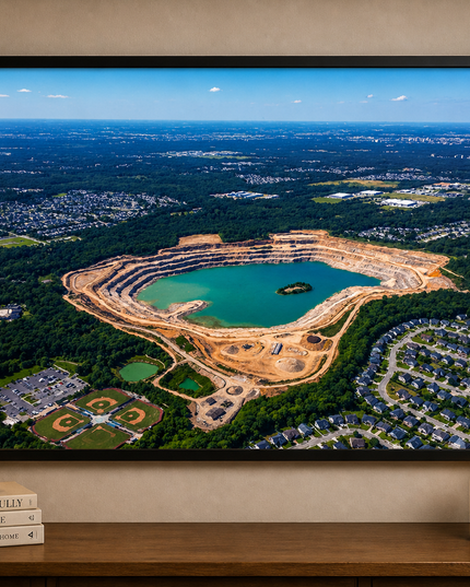 Aerial Quarry Lake View – Framed Wall Art