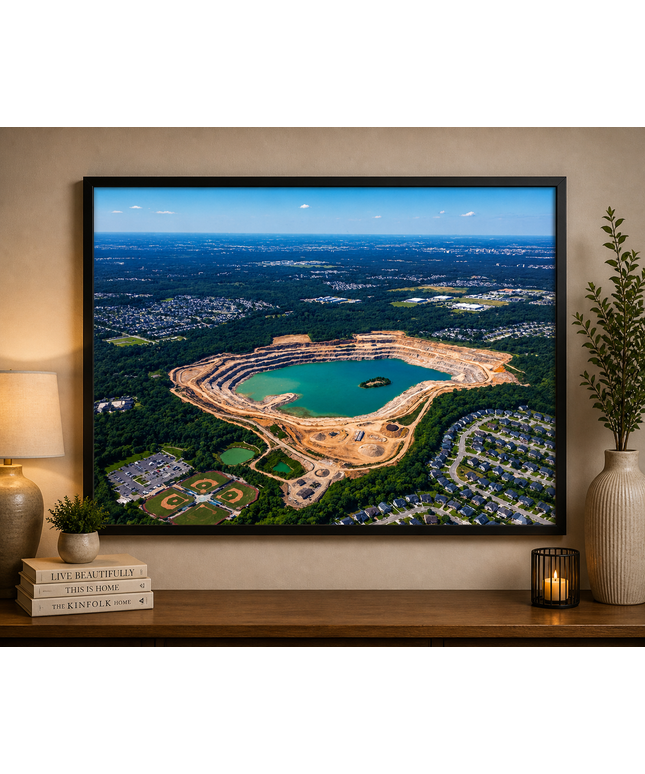 Aerial Quarry Lake View – Framed Wall Art