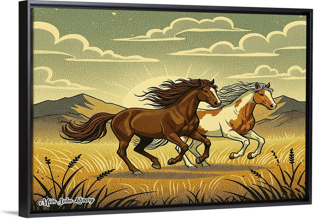 Wild Mustang Run – Framed Wall Art