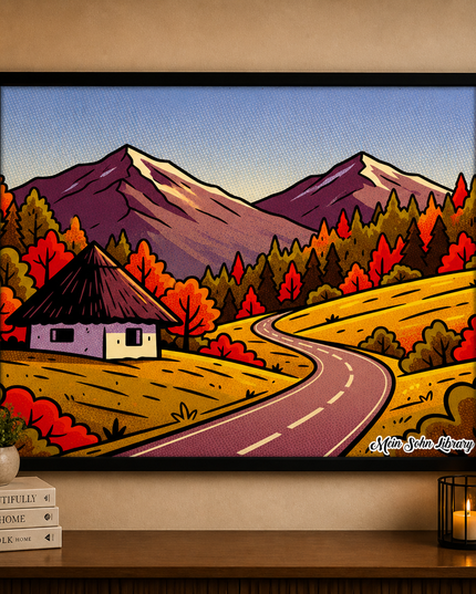 Autumn Mountain Road – Framed Wall Art
