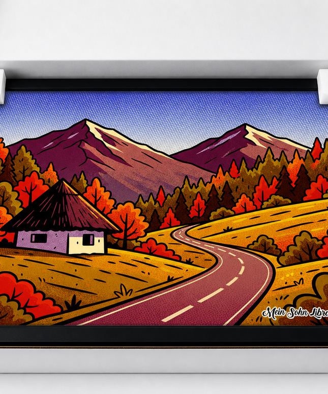 Autumn Mountain Road – Framed Wall Art