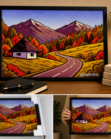 Autumn Mountain Road – Framed Wall Art
