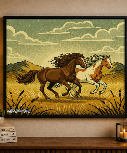 Wild Running Horses – Framed Wall Art