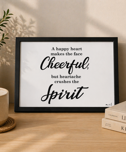 A Happy Heart Makes the Face Cheerful – Framed Wall Art