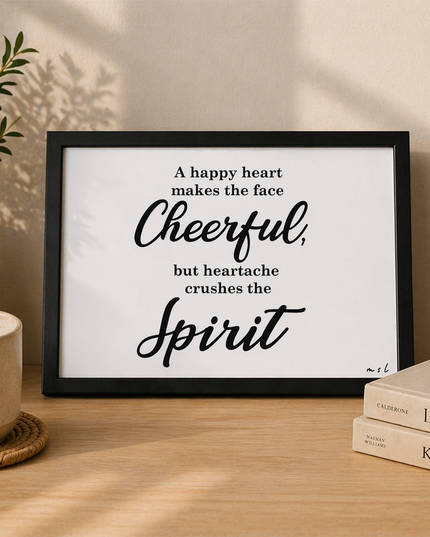 A Happy Heart Makes the Face Cheerful – Framed Wall Art