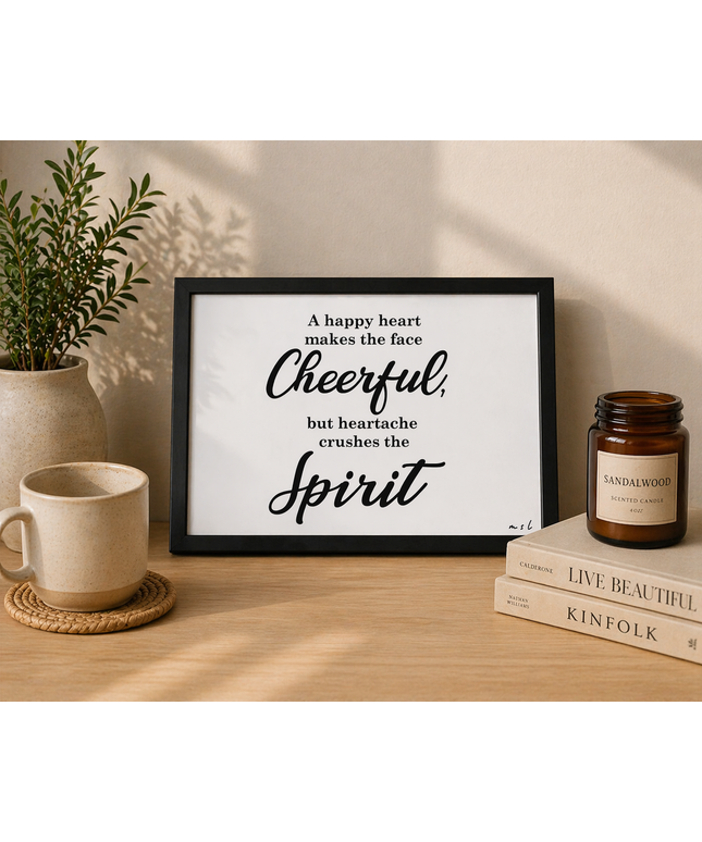 A Happy Heart Makes the Face Cheerful – Framed Wall Art