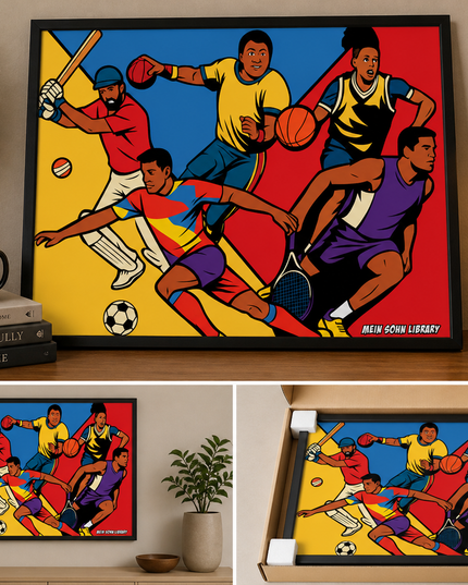 Sports Legends Action Wall Art – Framed Athletic Poster