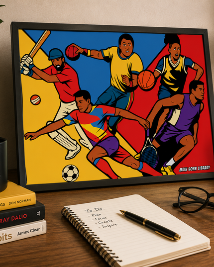 Sports Legends Action Wall Art – Framed Athletic Poster