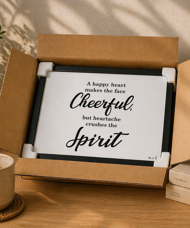A Happy Heart Makes the Face Cheerful – Framed Wall Art