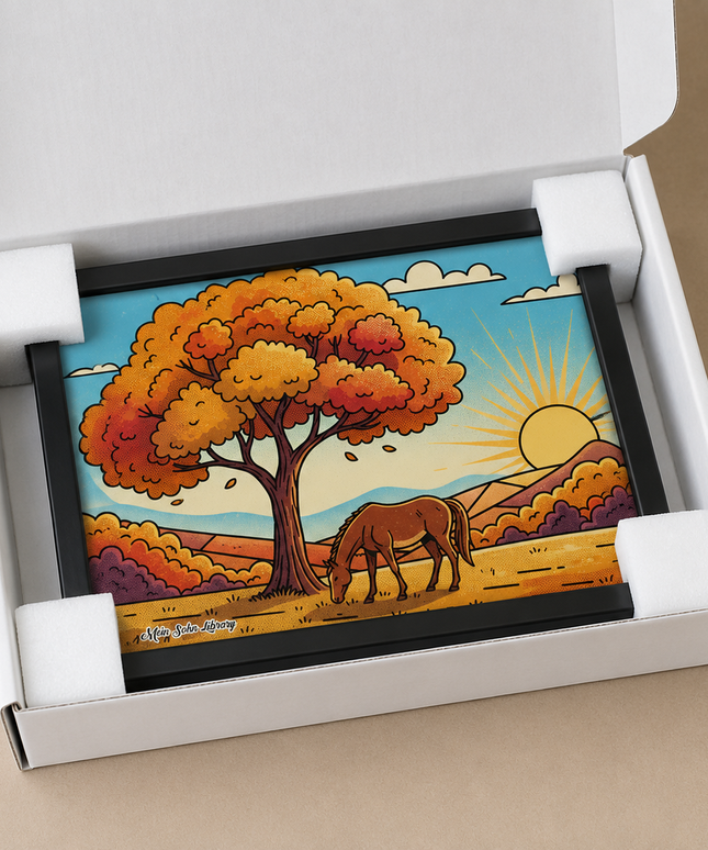 Autumn Horse Landscape Wall Art – Rustic Nature Poster