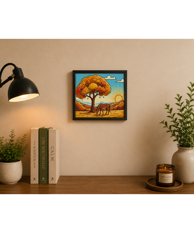Autumn Horse Landscape Wall Art – Rustic Nature Poster