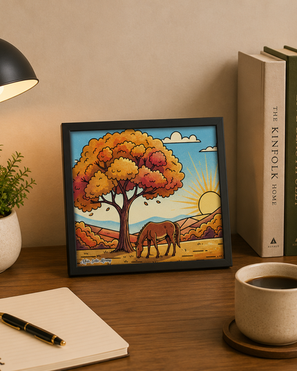 Autumn Horse Landscape Wall Art – Rustic Nature Poster