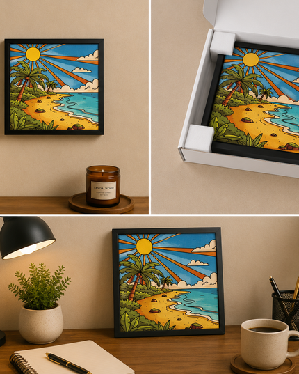 Tropical Beach Sunrise Wall Art – Coastal Paradise Poster