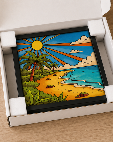 Tropical Beach Sunrise Wall Art – Coastal Paradise Poster
