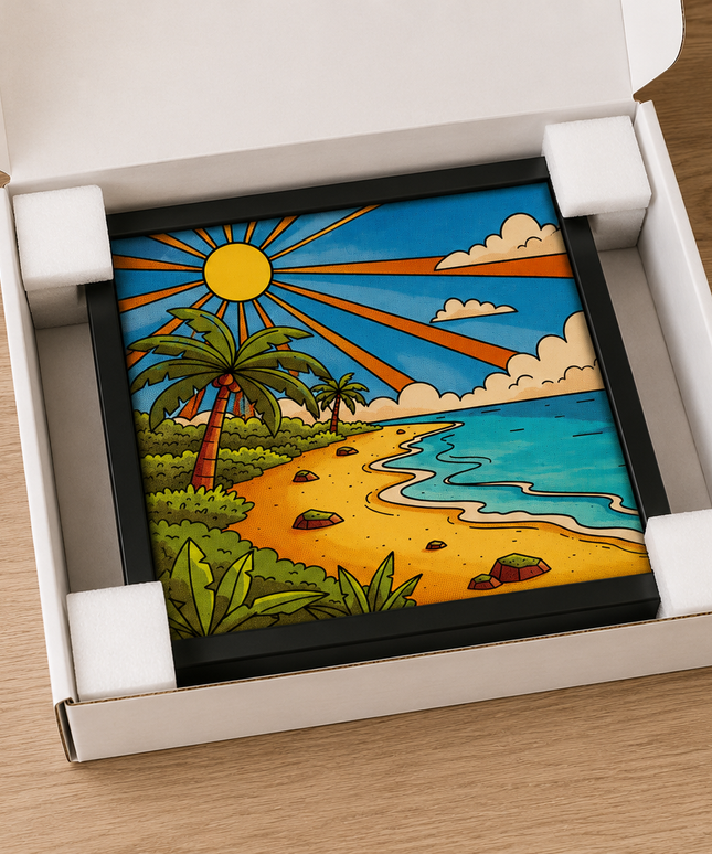 Tropical Beach Sunrise Wall Art – Coastal Paradise Poster