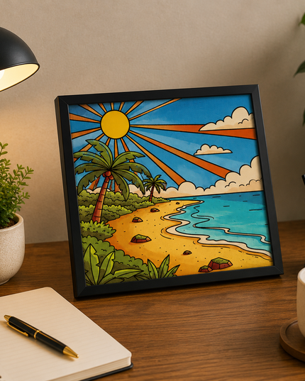 Tropical Beach Sunrise Wall Art – Coastal Paradise Poster