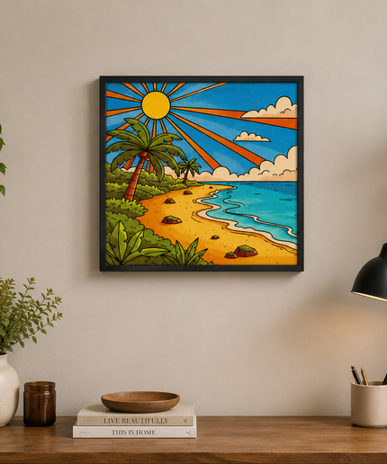 Tropical Beach Sunrise Wall Art – Coastal Paradise Poster