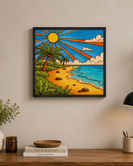 Tropical Beach Sunrise Wall Art – Coastal Paradise Poster