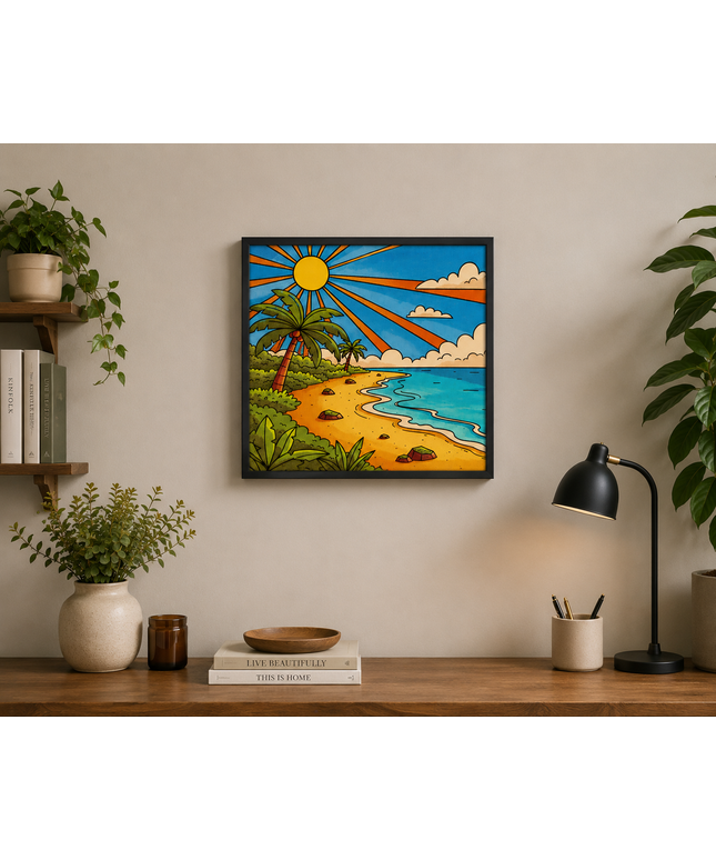 Tropical Beach Sunrise Wall Art – Coastal Paradise Poster