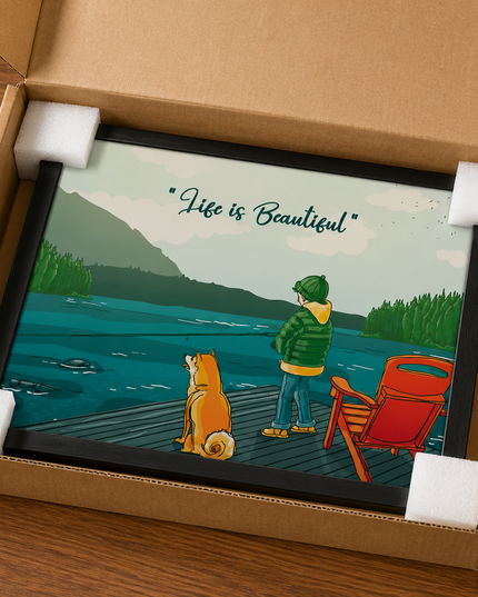 Life is Beautiful Wall Art – Peaceful Fishing Lake Poster