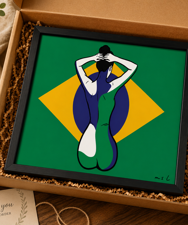 Brazilian Flag Woman Wall Art – Modern Cultural Artwork