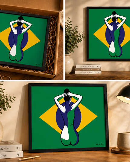 Brazilian Flag Woman Wall Art – Modern Cultural Artwork