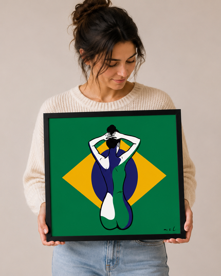 Brazilian Flag Woman Wall Art – Modern Cultural Artwork