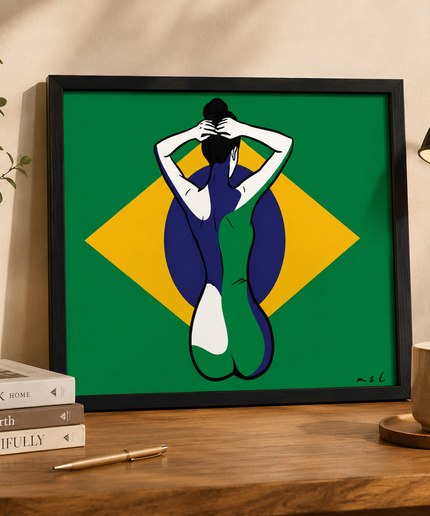 Brazilian Flag Woman Wall Art – Modern Cultural Artwork