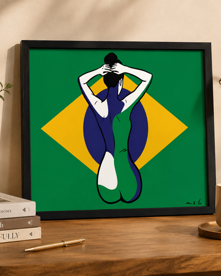 Brazilian Flag Woman Wall Art – Modern Cultural Artwork