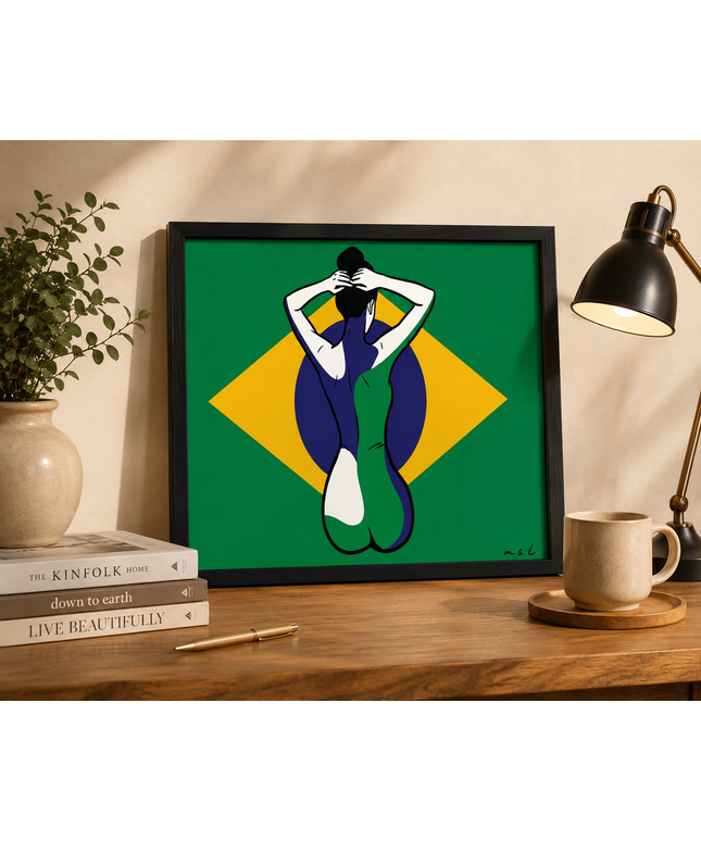 Brazilian Flag Woman Wall Art – Modern Cultural Artwork