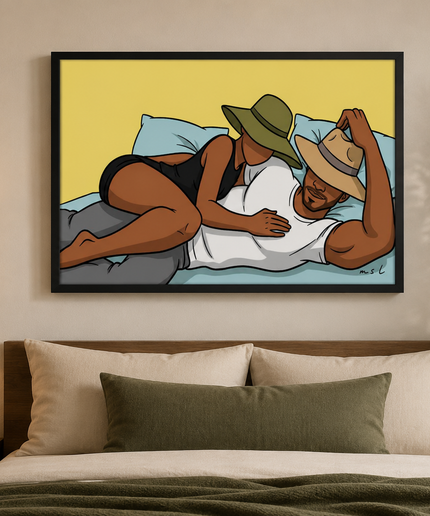Relaxing Couple Wall Art – Romantic Lifestyle Poster