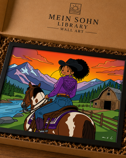 Cowgirl Sunset Wall Art – Western Horse Riding Poster