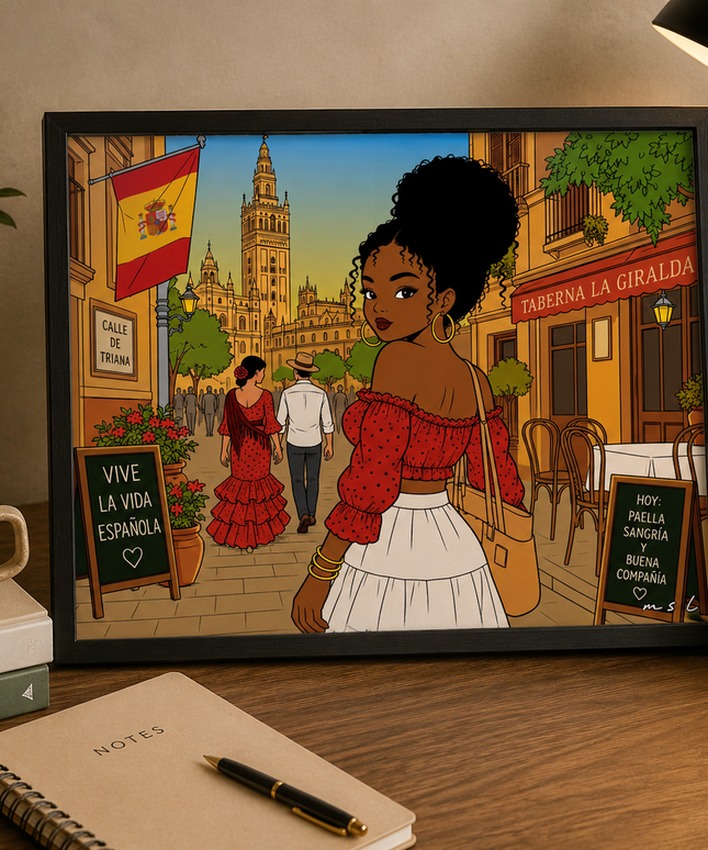Spanish Travel Girl Wall Art – Sevilla Spain Poster