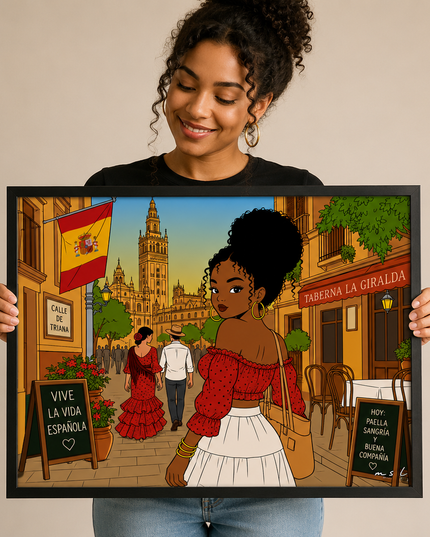 Spanish Travel Girl Wall Art – Sevilla Spain Poster