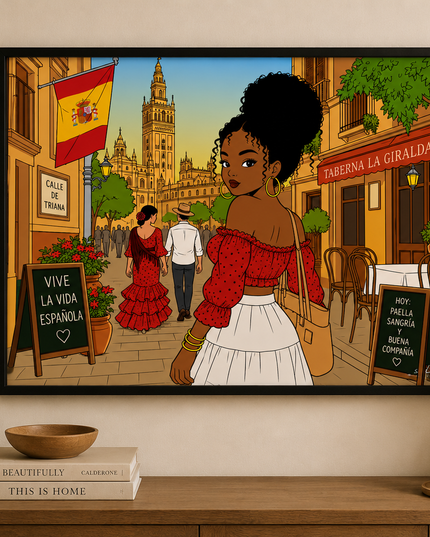 Spanish Travel Girl Wall Art – Sevilla Spain Poster