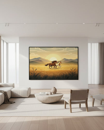 Wild Mustang Run – Framed Wall Art