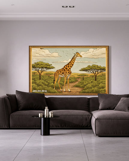 Golden Giraffe Safari – Framed Wall Art