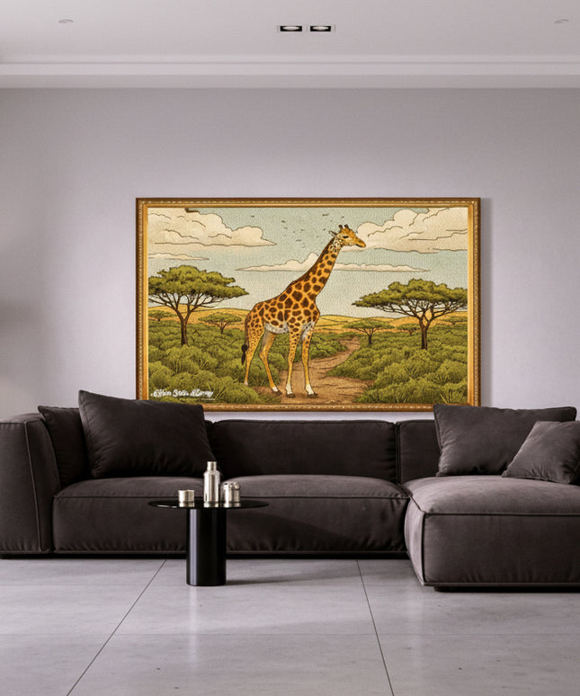 Golden Giraffe Safari – Framed Wall Art