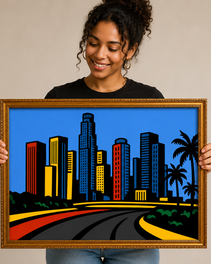 Colorful Cityscape – Framed Wall Art