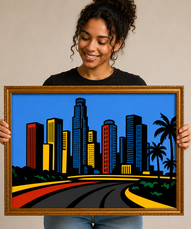 Colorful Cityscape – Framed Wall Art